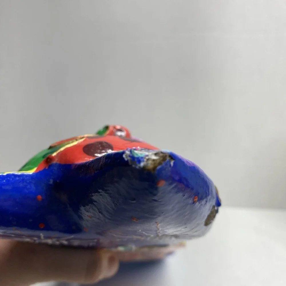 Hand-Painted Wooden Cat Figure Multicolor Folk Art Sculpture - Picture 14 of 14